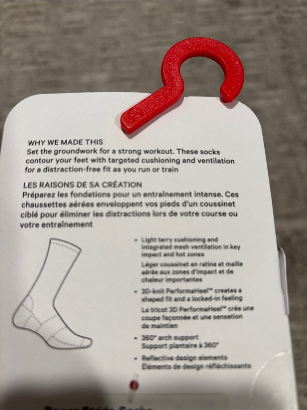 lululemon athletica Power Stride Crew Socks - Bright Red size M - Picture 4 of 4